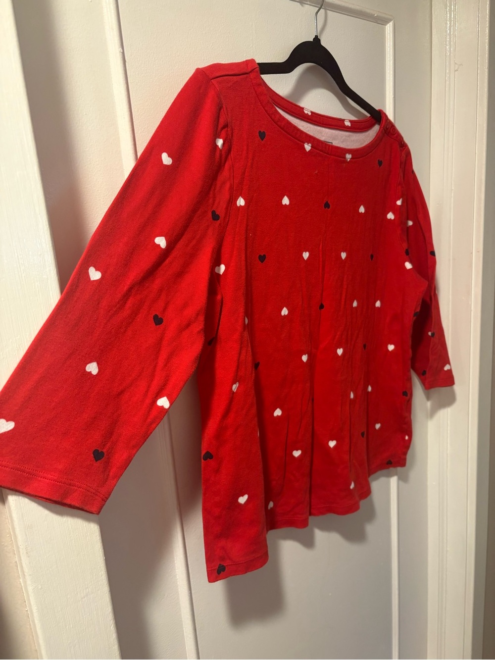 Charter Club Red Heart-Print Women's Long Sleeve Top